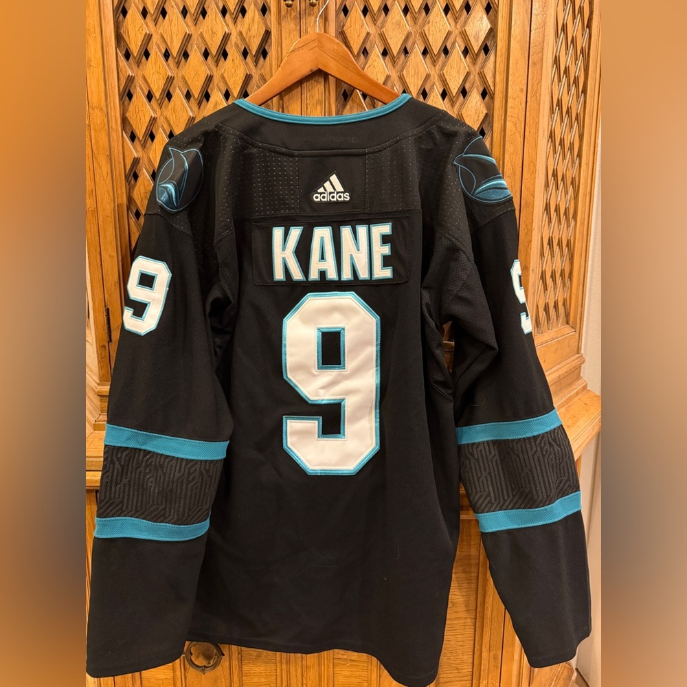 adidas Men’s San Jose Sharks Black Teal NHL Jersey - Picture 2 of 7